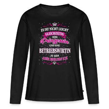 Betriebswirtin und Prinzessin T-Shirt - Frauen Premium Bio Langarmshirt - Schwarz - Vorne - Julia (174cm)