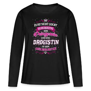Drogistin und Prinzessin T-Shirt - Frauen Premium Bio Langarmshirt - Schwarz - Vorne - Julia (174cm)