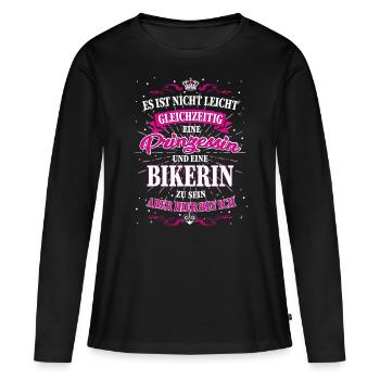 Bikerin und Prinzessin T-Shirt - Frauen Premium Bio Langarmshirt - Schwarz - Vorne - Julia (174cm)