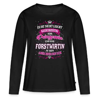 Forstwirtin und Prinzessin T-Shirt - Frauen Premium Bio Langarmshirt - Schwarz - Vorne - Julia (174cm)
