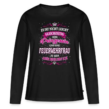 Feuerwehrfrau und Prinzessin T-Shirt - Frauen Premium Bio Langarmshirt - Schwarz - Vorne - Julia (174cm)
