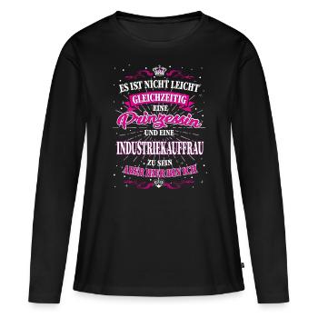 Industriekauffrau und Prinzessin T-Shirt - Frauen Premium Bio Langarmshirt - Schwarz - Vorne - Julia (174cm)