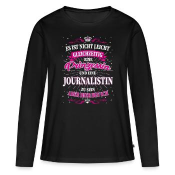 Journalistin und Prinzessin T-Shirt - Frauen Premium Bio Langarmshirt - Schwarz - Vorne - Julia (174cm)