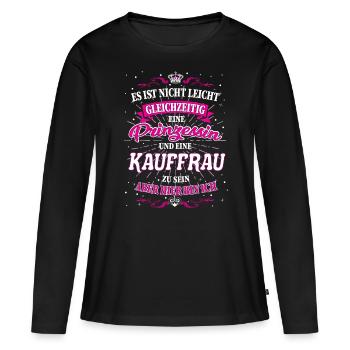 Kauffrau und Prinzessin T-Shirt - Frauen Premium Bio Langarmshirt - Schwarz - Vorne - Julia (174cm)