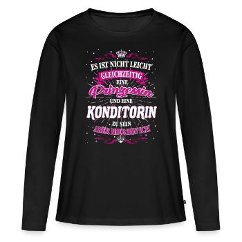 Konditorin und Prinzessin T-Shirt - Frauen Premium Bio Langarmshirt - Schwarz - Vorne - Julia (174cm)