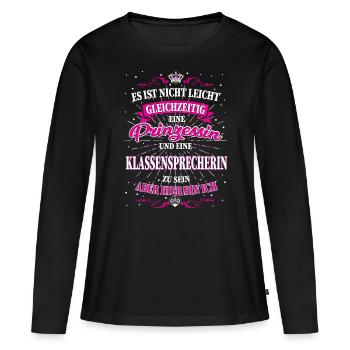 Klassensprecherin und Prinzessin T-Shirt - Frauen Premium Bio Langarmshirt - Schwarz - Vorne - Julia (174cm)