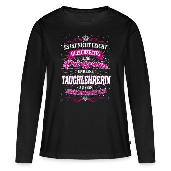 Tauchlehrerin und Prinzessin T-Shirt - Frauen Premium Bio Langarmshirt - Schwarz - Vorne - Julia (174cm)
