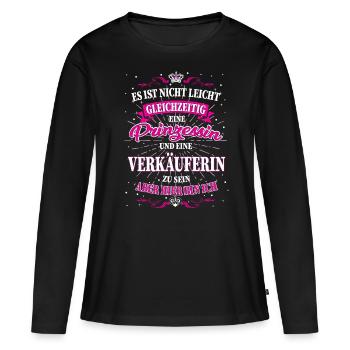 Verkäuferin und Prinzessin T-Shirt - Frauen Premium Bio Langarmshirt - Schwarz - Vorne - Julia (174cm)