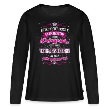 Vertrauenslehrerin und Prinzessin Shirt - Frauen Premium Bio Langarmshirt - Schwarz - Vorne - Julia (174cm)