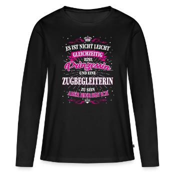 Zugbegleiterin und Prinzessin T-Shirt - Frauen Premium Bio Langarmshirt - Schwarz - Vorne - Julia (174cm)