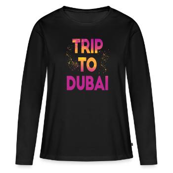 Voyage à Dubaï - T-shirt manches longues Premium bio Femme - noir - Devant - Julia (174cm)