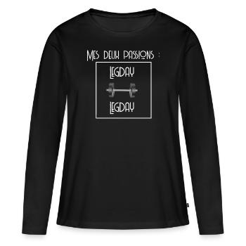 Mes deux passions : legday et legday - T-shirt manches longues Premium bio Femme - noir - Devant - Julia (174cm)
