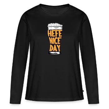 Hefe Nice Day Bier T-Shirt I Bierliebhaber - Frauen Premium Bio Langarmshirt - Schwarz - Vorne - Julia (174cm)