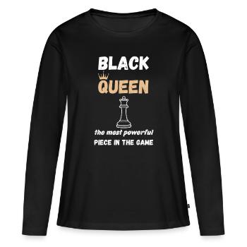 Schach Spruch Geschenk Schachmatt Queens Gambit - Frauen Premium Bio Langarmshirt - Schwarz - Vorne - Julia (174cm)