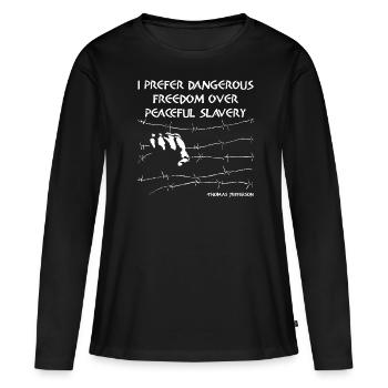 La liberté plutôt que l’esclavage pacifique Jefferson Citation Art - T-shirt manches longues Premium bio Femme - noir - Devant - Julia (174cm)