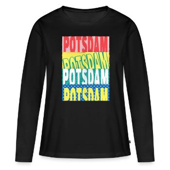 Potsdam Deutschland Stadt Schrift Skyline - Frauen Premium Bio Langarmshirt - Schwarz - Vorne - Julia (174cm)