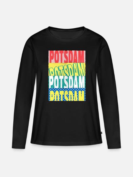 Potsdam Deutschland Stadt Schrift Skyline - Frauen Premium Bio Langarmshirt - Schwarz