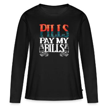 pilules payer mes factures pilules pharmacien dire - T-shirt manches longues Premium bio Femme - noir - Devant - Julia (174cm)