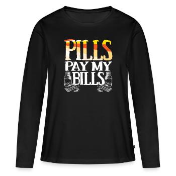 pilules payer mes factures pilules pharmacien dire - T-shirt manches longues Premium bio Femme - noir - Devant - Julia (174cm)