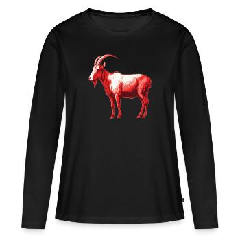 Chèvre rouge et blanc - T-shirt manches longues Premium bio Femme - noir - Devant - Julia (174cm)