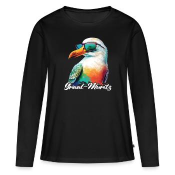 Graal Müritz vacances mouette fraîche avec lunettes de soleil - T-shirt manches longues Premium bio Femme - noir - Devant - Julia (174cm)