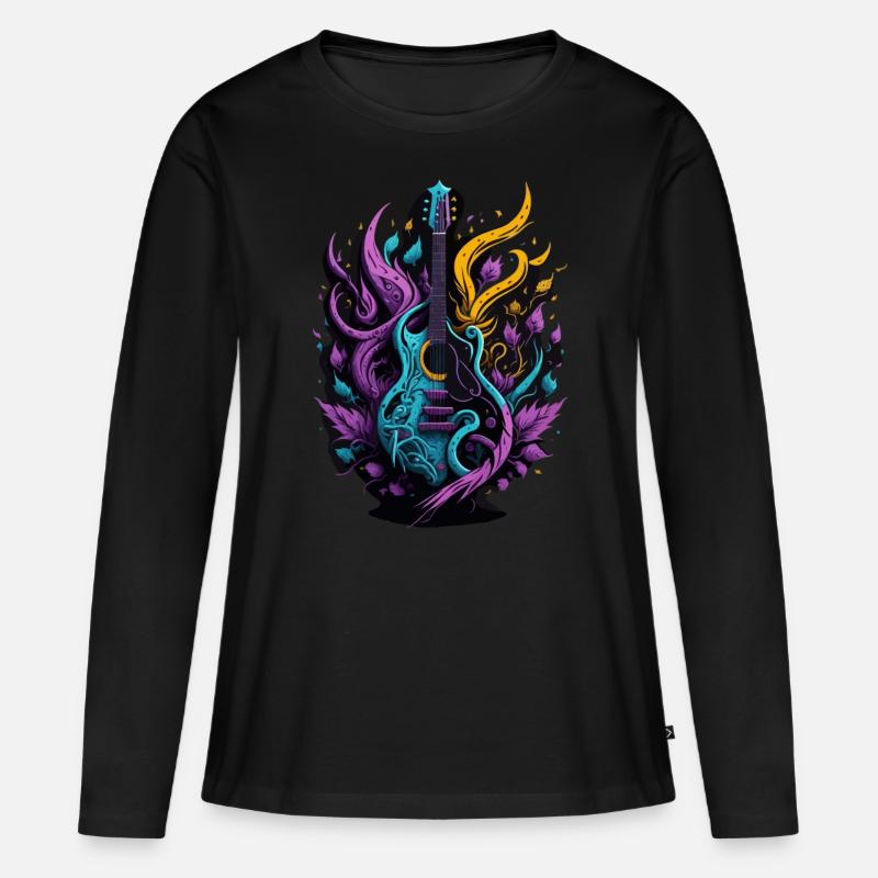 Graffiti Guitar - Frauen Premium Bio Langarmshirt - Schwarz