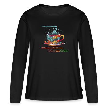 Programmeur - Coffee into Code - T-shirt manches longues Premium bio Femme - noir - Devant - Julia (174cm)