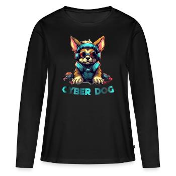 Conception de cyber-chiens - T-shirt manches longues Premium bio Femme - noir - Devant - Julia (174cm)