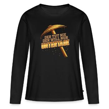 Bergmann Geschenk für Minenarbeiter Bergbau - Frauen Premium Bio Langarmshirt - Schwarz - Vorne - Julia (174cm)