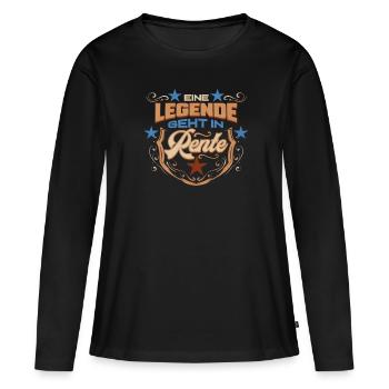 Rentner Geschenk für Ruhestand Legende Geht In - Frauen Premium Bio Langarmshirt - Schwarz - Vorne - Julia (174cm)