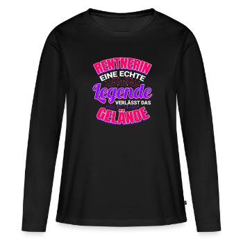 Rentnerin Geschenk für Legende Rente Ruhestand - Frauen Premium Bio Langarmshirt - Schwarz - Vorne - Julia (174cm)
