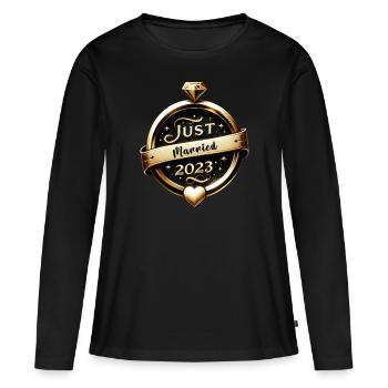 Goldene Hochzeitsfeier - Frauen Premium Bio Langarmshirt - Schwarz - Vorne - Julia (174cm)