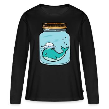 Baleine, Poisson, Seul, Solitude, Sentiments, Émotion, Larmes - T-shirt manches longues Premium bio Femme - noir - Devant - Julia (174cm)
