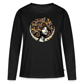 Inspiration im Afro-Stil, musikalische Harmonie - Frauen Premium Bio Langarmshirt - Schwarz - Vorne - Julia (174cm)