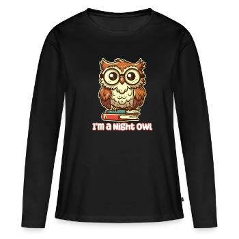 Je suis un oiseau de nuit - Nerdy Owl - T-shirt manches longues Premium bio Femme - noir - Devant - Julia (174cm)
