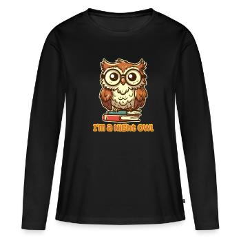 Je suis un oiseau de nuit - Nerdy Owl - T-shirt manches longues Premium bio Femme - noir - Devant - Julia (174cm)