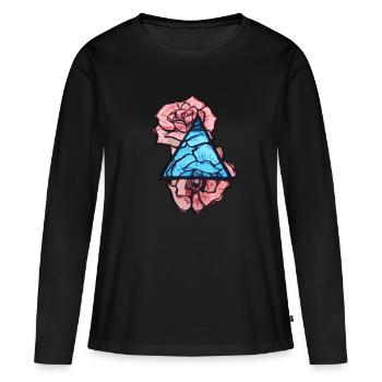 Buntglas-Rosen - Frauen Premium Bio Langarmshirt - Schwarz - Vorne - Julia (174cm)