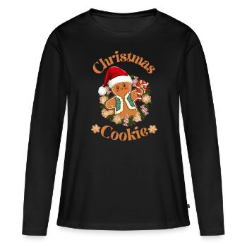 Christmas cookie - Women's Premium Organic Long Sleeve Shirt - black - Front - Julia (174cm)