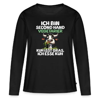 Second Hand Vegetarier - Frauen Premium Bio Langarmshirt - Schwarz - Vorne - Julia (174cm)
