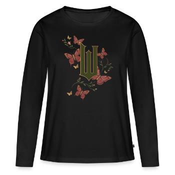 Wicked Design Logo Avec Des Papillons - T-shirt manches longues Premium bio Femme - noir - Devant - Julia (174cm)