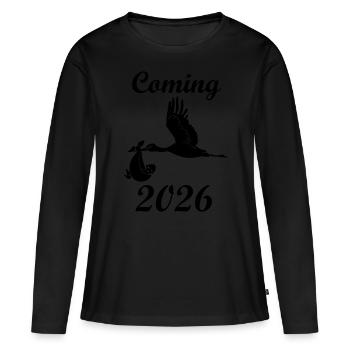 Announcement 2026 Stork Baby - Women's Premium Organic Long Sleeve Shirt - black - Front - Julia (174cm)