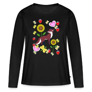Années 80 Années 90 Renard Renards Rétro Enfants Été - T-shirt manches longues Premium bio Femme - noir - Devant - Julia (174cm)