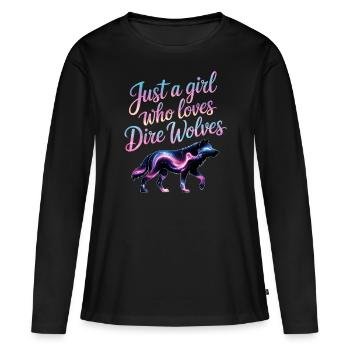 Mädchen, das Riesenwölfe liebt - Frauen Premium Bio Langarmshirt - Schwarz - Vorne - Julia (174cm)