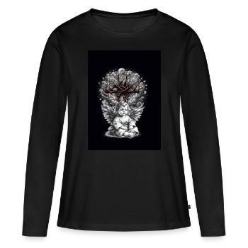 Croix Angélique Croix Crucifix Spirituel - T-shirt manches longues Premium bio Femme - noir - Devant - Julia (174cm)