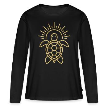 Spiritual Turtle Line Art – Yoga Boho Art - Women's Premium Organic Long Sleeve Shirt - black - Front - Julia (174cm)