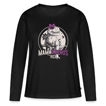 Mamasaurus Mama Dinosaurier Muttertag Geschenk - Frauen Premium Bio Langarmshirt - Schwarz - Vorne - Julia (174cm)
