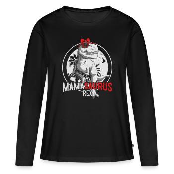 Mamasaurus Mama Dinosaurier Muttertag Geschenk - Frauen Premium Bio Langarmshirt - Schwarz - Vorne - Julia (174cm)