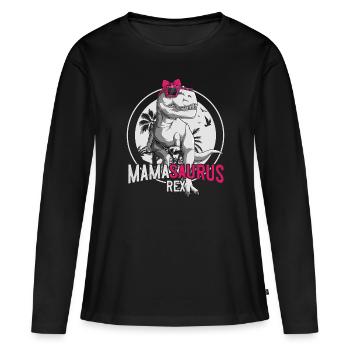 Mamasaurus Mama Dinosaurier Muttertag Geschenk - Frauen Premium Bio Langarmshirt - Schwarz - Vorne - Julia (174cm)