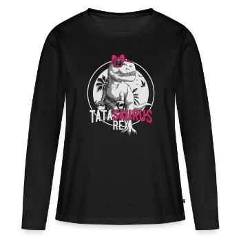 Tatasaurus Beste Tata Dinosaurier Geschenk Tante - Frauen Premium Bio Langarmshirt - Schwarz - Vorne - Julia (174cm)