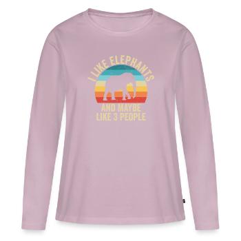 I love Elephants Gift Humor Animals - Women's Premium Organic Long Sleeve Shirt - dusky pink - Front - Julia (174cm)